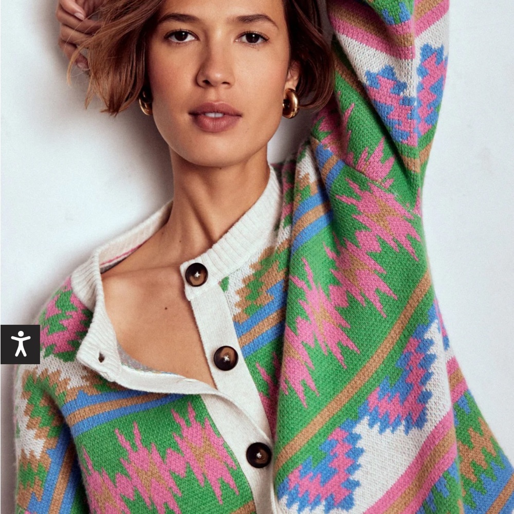 BODEN Abi Jacquard Cardigan (Aztec multi) SOLD OUT - Picture 4 of 9